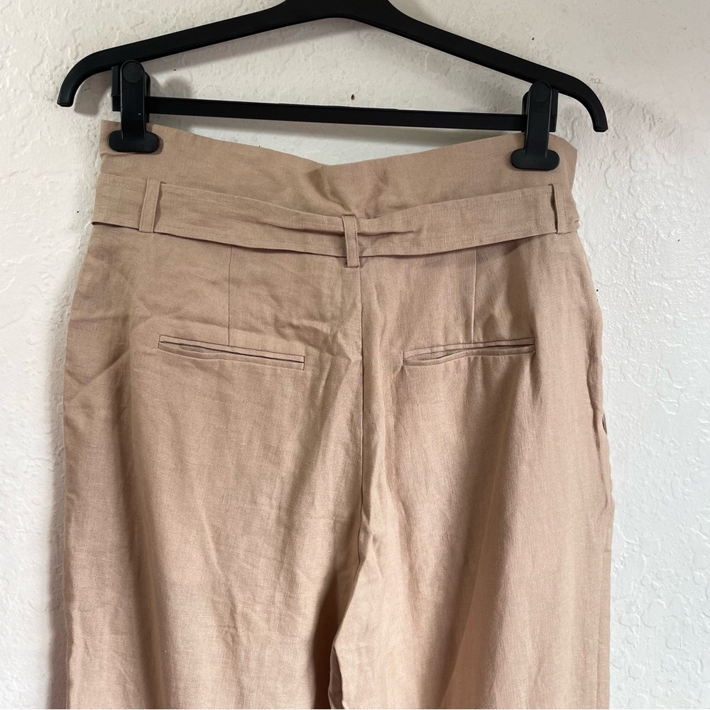 Reformation Fisher Paperbag Linen Pant Straight Leg Cuffed Ankle High Waisted - Picture 8 of 12